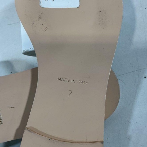 Mario Valentino Elegant White Leather Women's Flat Slide Sandals Size 7 - Picture 4 of 6